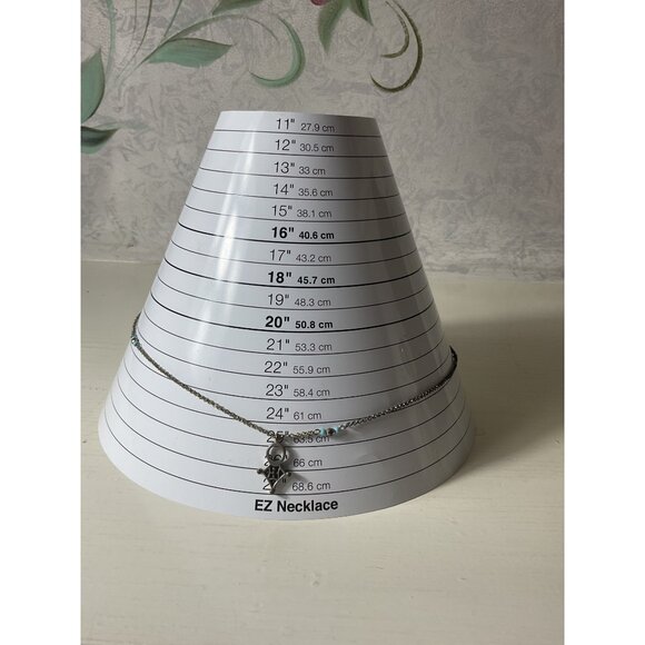 Silver Necklace With Ankh Pendant & Turquoise Beads - Picture 2 of 4